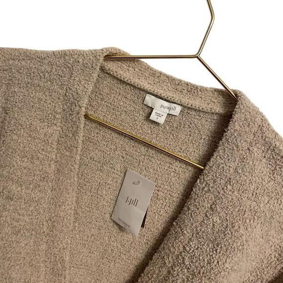J. Jill Pure Jill Tan Fuzzy Single Button Cardigan Size Small NWT - Picture 3 of 7